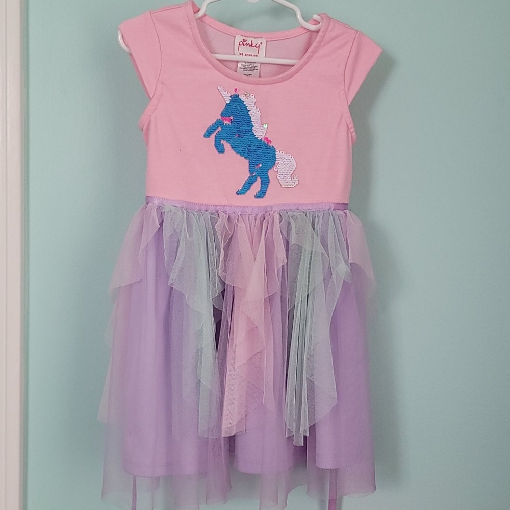 Tutu dress with unicorn flip sequins